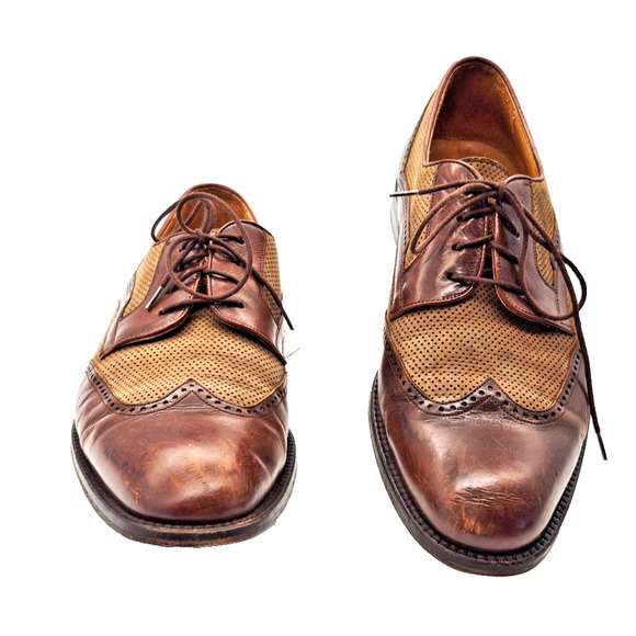 Mezlan Men\'s Cairo Leather Wingtip Brogue Oxford Shoes 2 Tone Brown Size 10 M main image 6